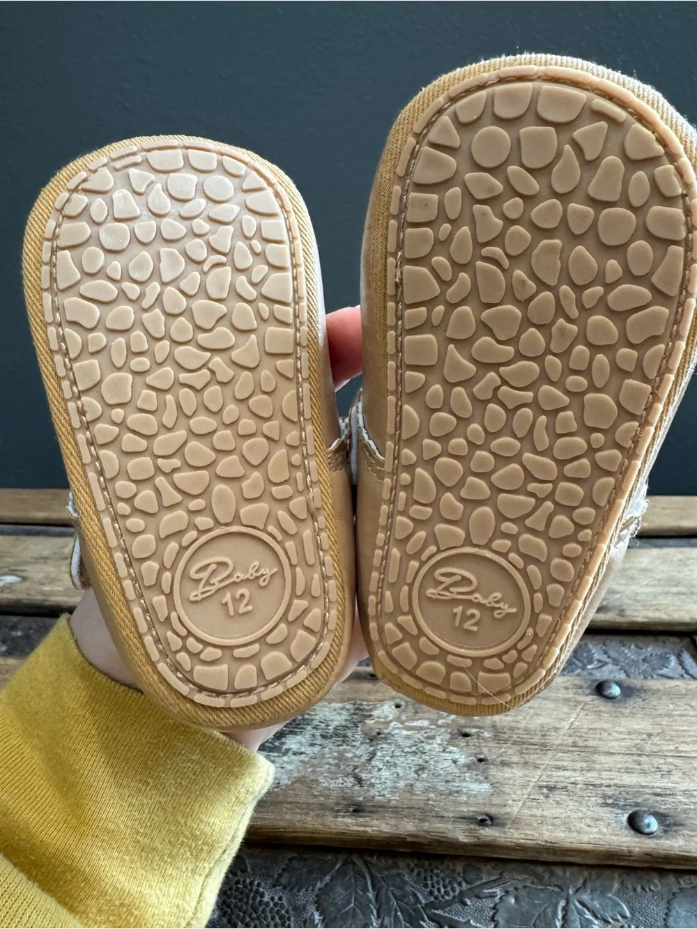 Baby Mary Jane Shoes in Tan - Soft Faux Leather Comfort